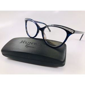 New Runway Couture RCE-291 Blue & Glitter Eyeglasses 53mm with Case